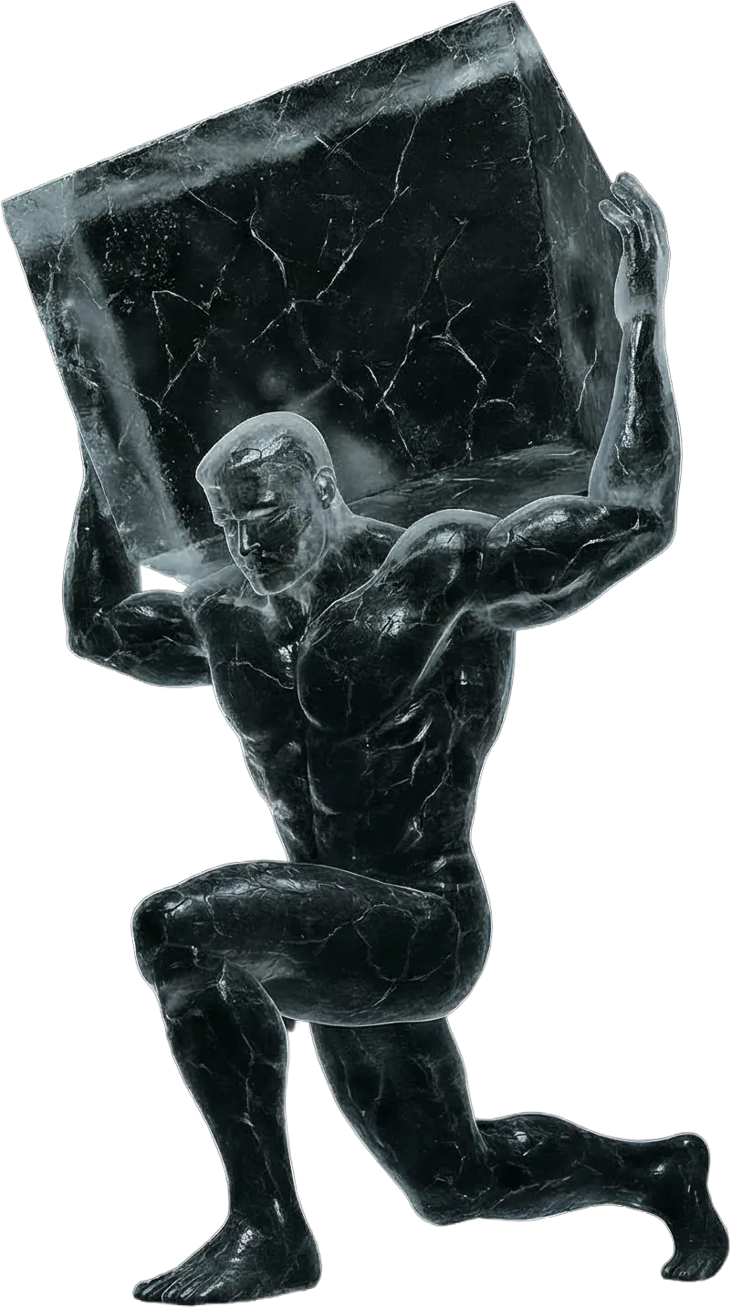 Atlas carrying a block of ice