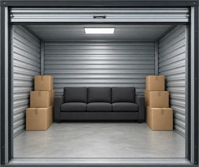 Illustrated 10 by 10 unit with furniture