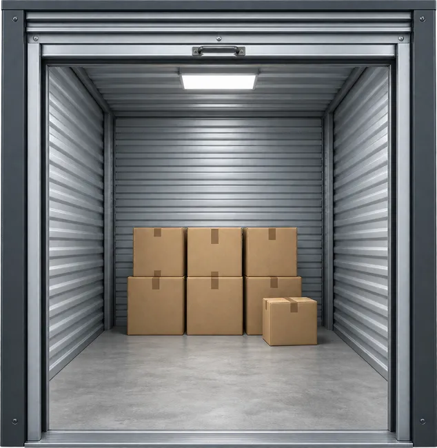 Illustrated 5 by 5 unit with boxes